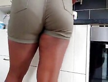 Visible Panty Cameltoe Tight Shorts Ebony