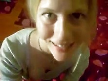 Hot german blonde girl gives blowjob and eats cum