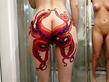 Stepsister Films Herself In Shower On Cam To Show Huge Octopus Ass Tattoo