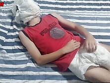 Masked Twink Abi Yinger Masturbates,  Cums In Diaper,  And Gets Humiliated