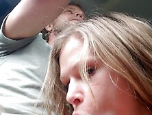 Big balls, mouth full of cum, road head