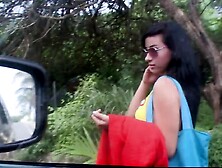 Pretty brunette girl is picked off the street for a porn casting