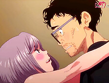 Bartender anime girl has a hookup with a customer