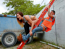 Ella Reese fucked and pumped on a ladder by Tyler Steel