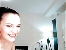 Sexy Brunette Sucks & Rides Dildo On Cam