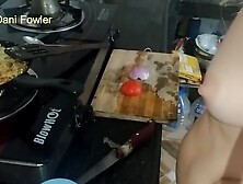 Angel Fowler Cooking Naked In Kitchen With Wet Dripping Pussy Hd- 1080