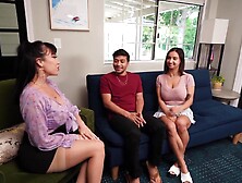 Couples therapist with giant bazookas screws fighting pair!! - BGG 3some with Hailey Rose