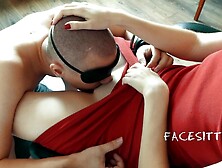 Chained slave sucks snatch on the orders of mistress,  russian femdom cunnilingus,  female domination