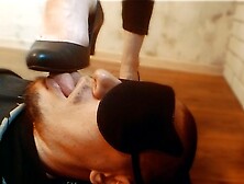 Clean my shoes! Slave licking mistress shoes,  russian femdom,  foot worship