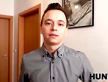 HUNT4K.  Hunter inside Santa Claus outfit for money fucks buddys