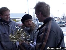 Older Lady Enjoying three-way fucking