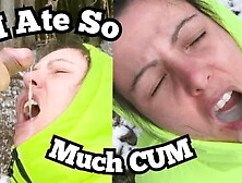 Mouthful Of Hot Creamy Cum & on Puffy Jacket
