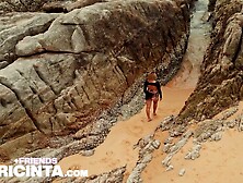 Emmy Showing Her Flawless Big Boobs On Empty Beach