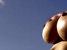 Exhibitionist Wife #43 Part three - LARGE MELONS WIFE TEASING UNDRESSED BEACH Voyeur Jerked Off and CUMS In Front Of Lana And He