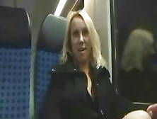 Pretty Blonde In Train