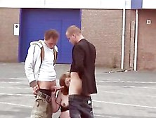 Preggy Outdoors Drilled By Two Youthful Boyz