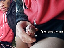 Gay Chinese twink Jon Arteen wanks outdoor winter risky, ruined cumming, giant facial cleans cum thigh