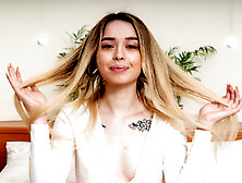 European blonde Karolina Geiman playing with a sex toy