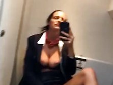 Amateur Air Hostess Masturbating In Plane Bathroom