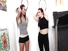 Stepsisters Paris Lincoln And Stella Daniels Finger And Scissor In The Gym