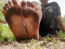 Super Kinky Gigantic Feet Worship After Long Hike With Nasty Talk.