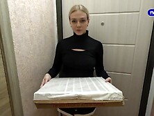 Sexy courier ate pizza, worked with her snatch - Arisha Mills