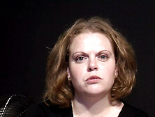 German bbw milf gets aroused by touching her big pierced tits while masturbating her shaved pussy with a long sex toy