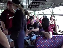 Blonde Fucked In All Holes In Group Sex On The Bus With Florane Russell