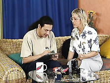 Mature German blonde rides a fat dick like a pro