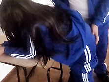 The schoolgirl told me to fuck her after her math class, she gives me her ass for homework PART 1