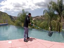 Ebony Gal Fucks The Pool Boy