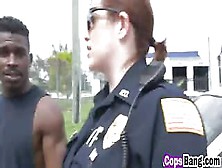 Doggy Style Threesome Interracial Cops Blowjob