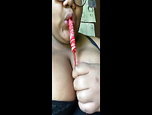 Young Teen Plays With Lollipop And Dildo