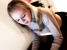Blonde Teen getting spanked while facing camera