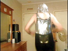 Silver Bodysuit And Black Latex Aerobics!