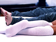 The stepsister seduces her stepcousin's boyfriend and fucks him in her room while her parents are at the movies.