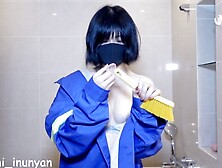 Chinese Sanitation Worker Uniform - Foreign Object Penetration At Work, Uncontrolled Orgasm