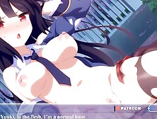 Stunning anime cutie in a sexy outfit fucked in a porn game