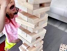 Huge Jenga With Alita Lee And Jon Jon - Skinny Deepthroat