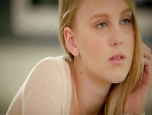 Obedient white slut Lily Rader gets spit-roasted by two black men