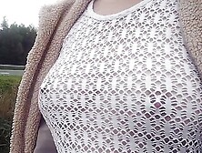 No bra walking fishnet top