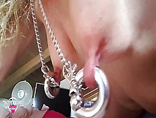 Nippleringlover Nasty Mother Extreme Stretched Pierced Nipples In Chains,  Meaty Open Pierced Vagina