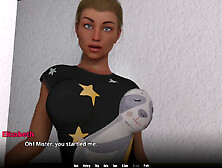 Curvy cartoon chick with big tits shows off from behind