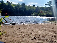 Very Shy Slim dipping at the beach