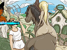 Elana,  the fervent champion,  getting drilled and sharing the pleasure with others