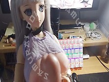 Trans Mini Doll Slut Gets Handcuffed And Then A Lot Of Jizz Over Her Big-Chested Assets