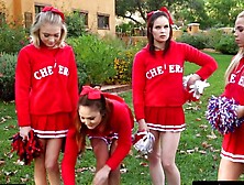 Voluptuous Cheerleaders Are Having A Real Lesbian Orgy At Home