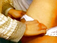 Hot German brunette pleasing her man on the couch