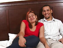 Natural American couple at their first amateur casting