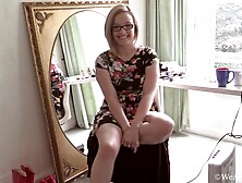 Kylie Harris shows hairy pussy during interview